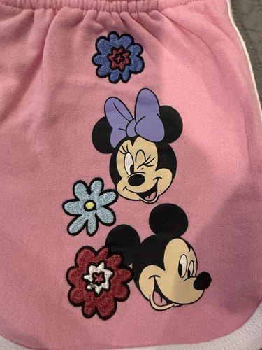 NWOT Girls Pink Minnie Mouse Mickey Mouse Embroidered Shorts Size 7/8 - Picture 2 of 3