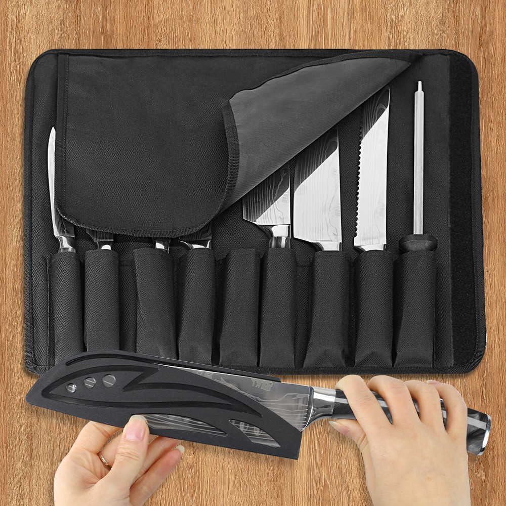 9PCS Kitchen Knife Set Japanese Damascus Pattern Chef Knives Stainless Steel USA