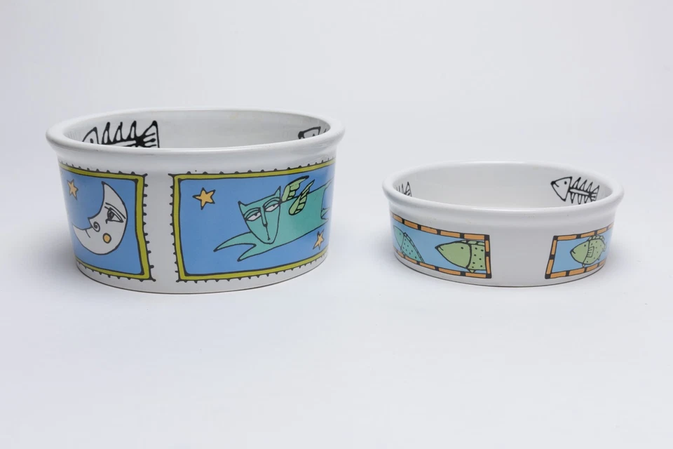 Cuencos de comida y agua para gatos Ursula Dodge, juego de decoración de gres Foto 3 de 4