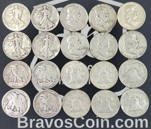 1 ROLL 90% Silver Half Dollars- $10FV Roll Cir to Unc Cond. #2