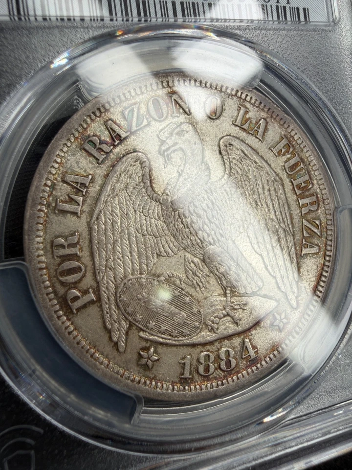 Chile - 1 Peso - 1884 So - PCGS MS62 - KM#142.1 - Silver .900 - Image 2 of 4