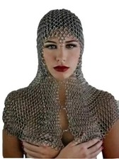 Women Chainmail Coif, 10 mm Aluminium Butted Chainmail Hood