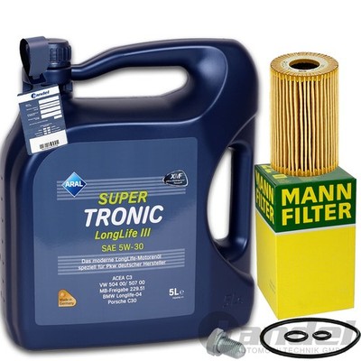 MANN ÖLFILTER + ARAL 5W-30 ÖL passend für VW GOLF 5+6 PASSAT B6+B7 1.6-2.0 TDI