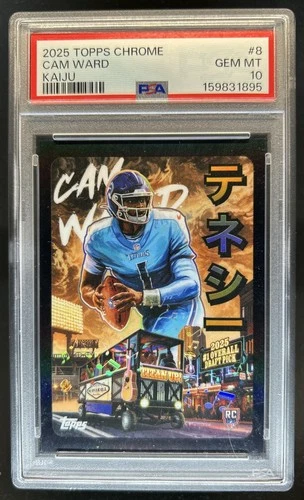 2025 Topps Chrome Cam Ward Kaiju RC Rookie SSP #KAI-8 Titans PSA 10 GEM MINT