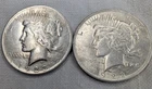 Lot of (2)  1922 Peace Silver Dollars Extra Fine to About Unciculated (AU)