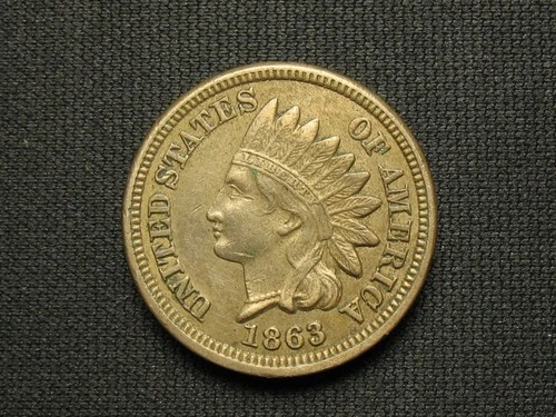 🔥 OLD COIN SALE- AU 1863 INDIAN HEAD COLLECTIBLE U.S. CENT PENNY 🔥 LOT 58*