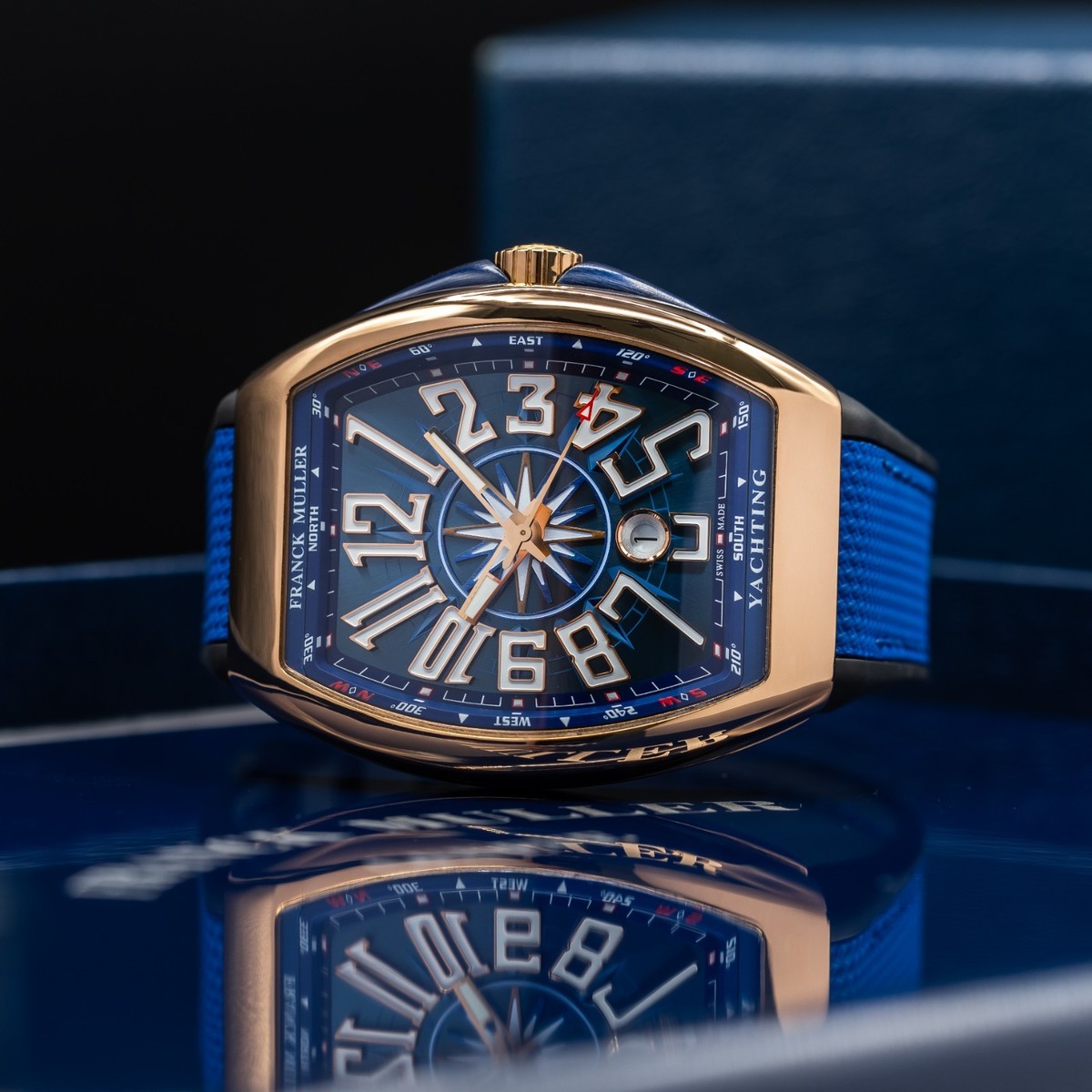 Franck Muller Vanguard Yachting | Blue Dial 45mm | Rose Gold