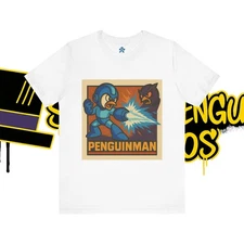 Penguinman Tee Retro Gamer Shirt | Unisex Jersey | Funny 8-Bit Hero T-Shirt