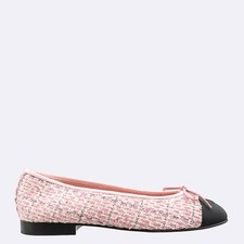 Chanel Tweed Ballerina Flat Shoes Unisex Size 37 Official