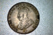 1919 Straits Settlements , AU, 10 Cents, .400 silver