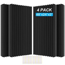 4 Pack Acoustic Foam Panels, 48 x 24 x 2" Sound Proof Foam High Density Studi...
