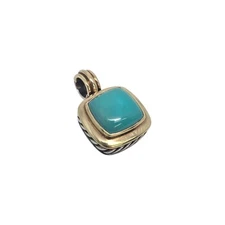 David Yurman Sterling Silver 18K Turquoise Albion Pendant #22232