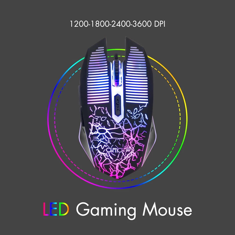 Teclado Y Mouse Gamer LED Retroiluminado USB 104 Teclas 3600DPI Botones Laterale - Image 4 of 4