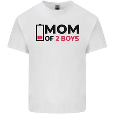 Camiseta de algodón ligero divertida del día de la madre de mamá de dos niños para hombre