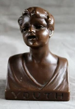 Bronze Clad Bust "YOUTH"  by Weidlich Brothers c.1930 (Single Bookend)