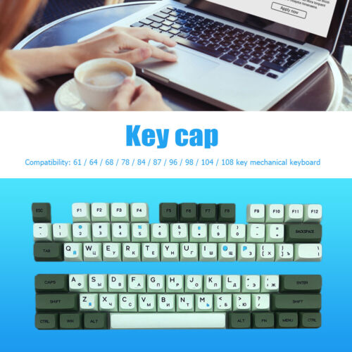 PBT Keycap for MX Switch Gaming Mechanical Keyboard Parts (Matcha Russian) . - Picture 3 of 7