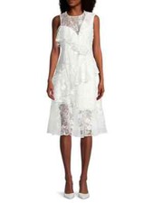 Sachin & Babi Lace Ruffle Dress, Roundneck, Sleeveless, IVORY, Size 6, $650 NWT