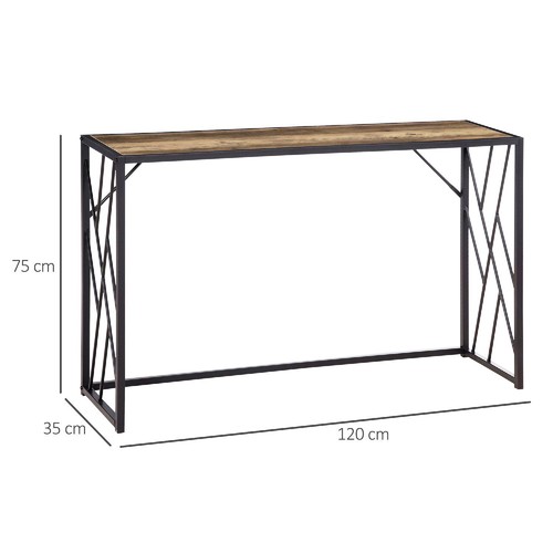 Tavolo Consolle in Stile Industriale Acciaio e Legno 120x35x75cm Marrone DecHome - Foto 3 di 10