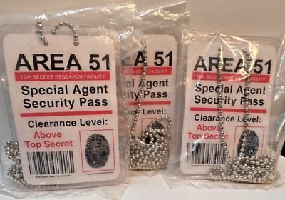AREA 51 Special Agent Security Pass LOT of 3 pieces LAMINATED Vintage #S