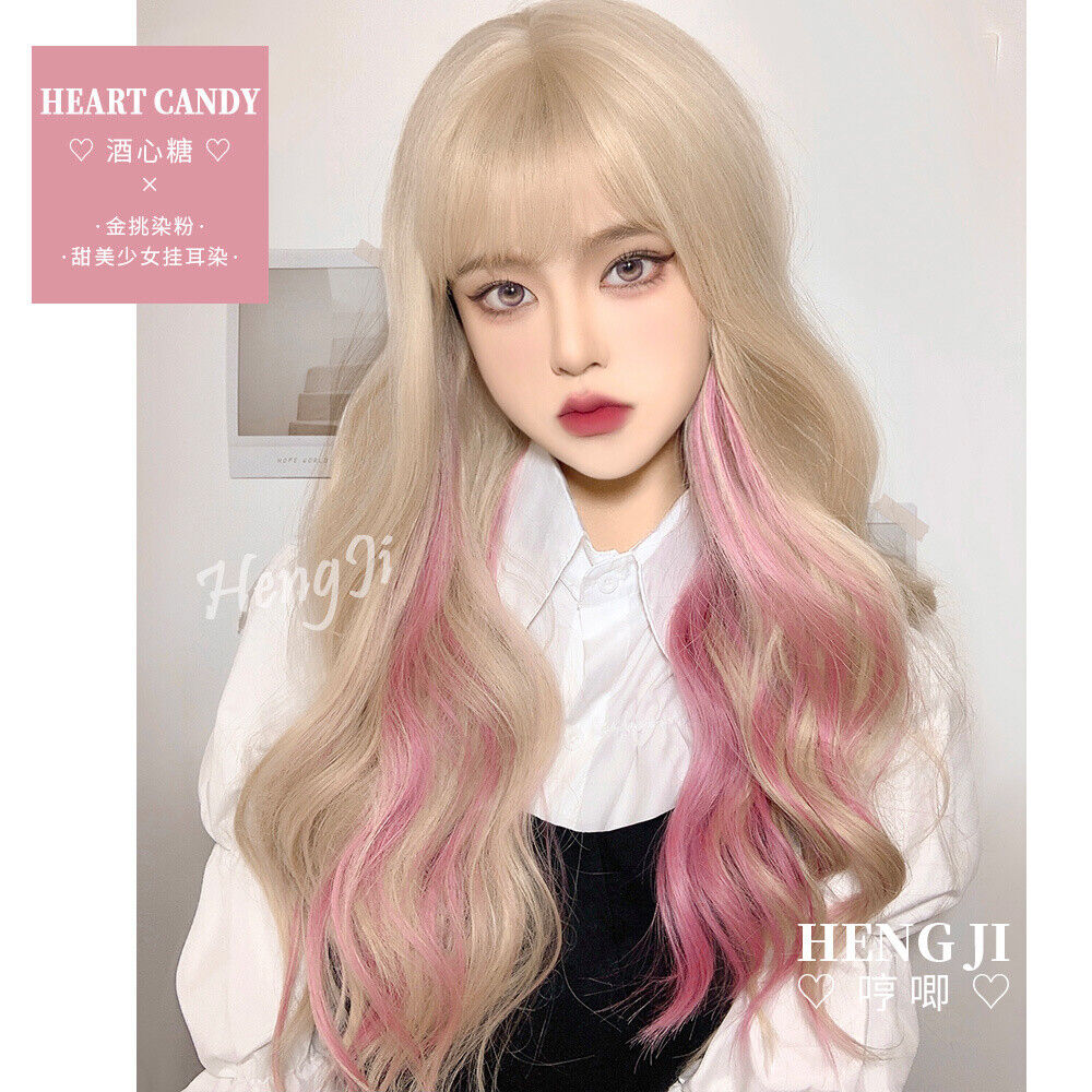 Messy Long Oceanic Wavy Hair (Blonde Pink)