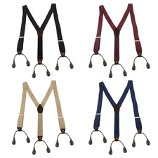 1 PC Black/Beige/Navy Blue/Wine Red Color Button Holes Link Men's Suspenders New