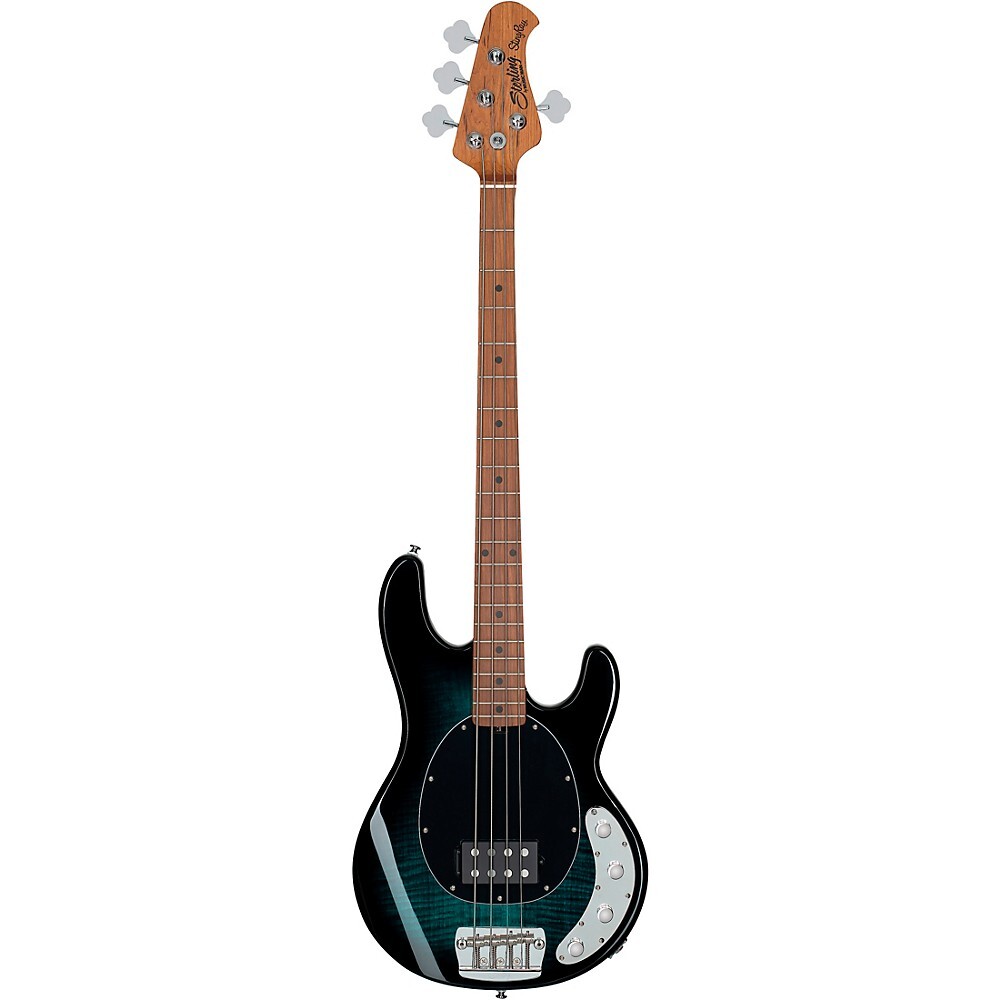 Sterling by Music Man StingRay Ray34 Flame Maple Bass Guitar Teal