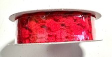 Red Pom Pom Wired Ribbon Spool Christmas Wreath Bow 30 feet .27" wide