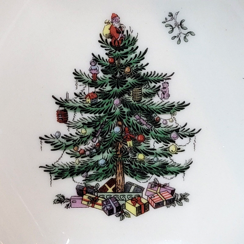 NEW in BOX $40 Spode Christmas Tree Hexagonal 7" Nut Bowl Holiday Treats - Picture 6 of 8