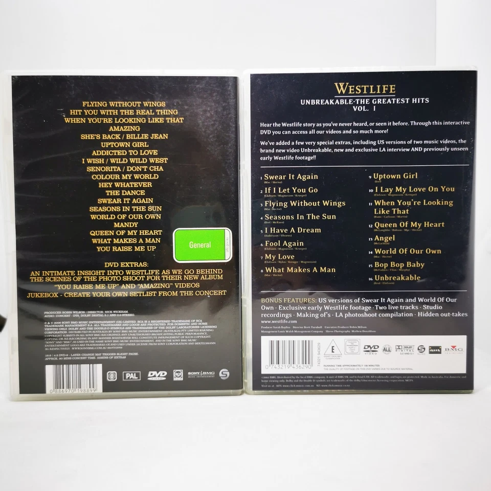 Lote a granel de DVD WESTLIFE - Irrompible en vivo en Wembley donde los sueños se hacen realidad etc. Foto 4 de 4