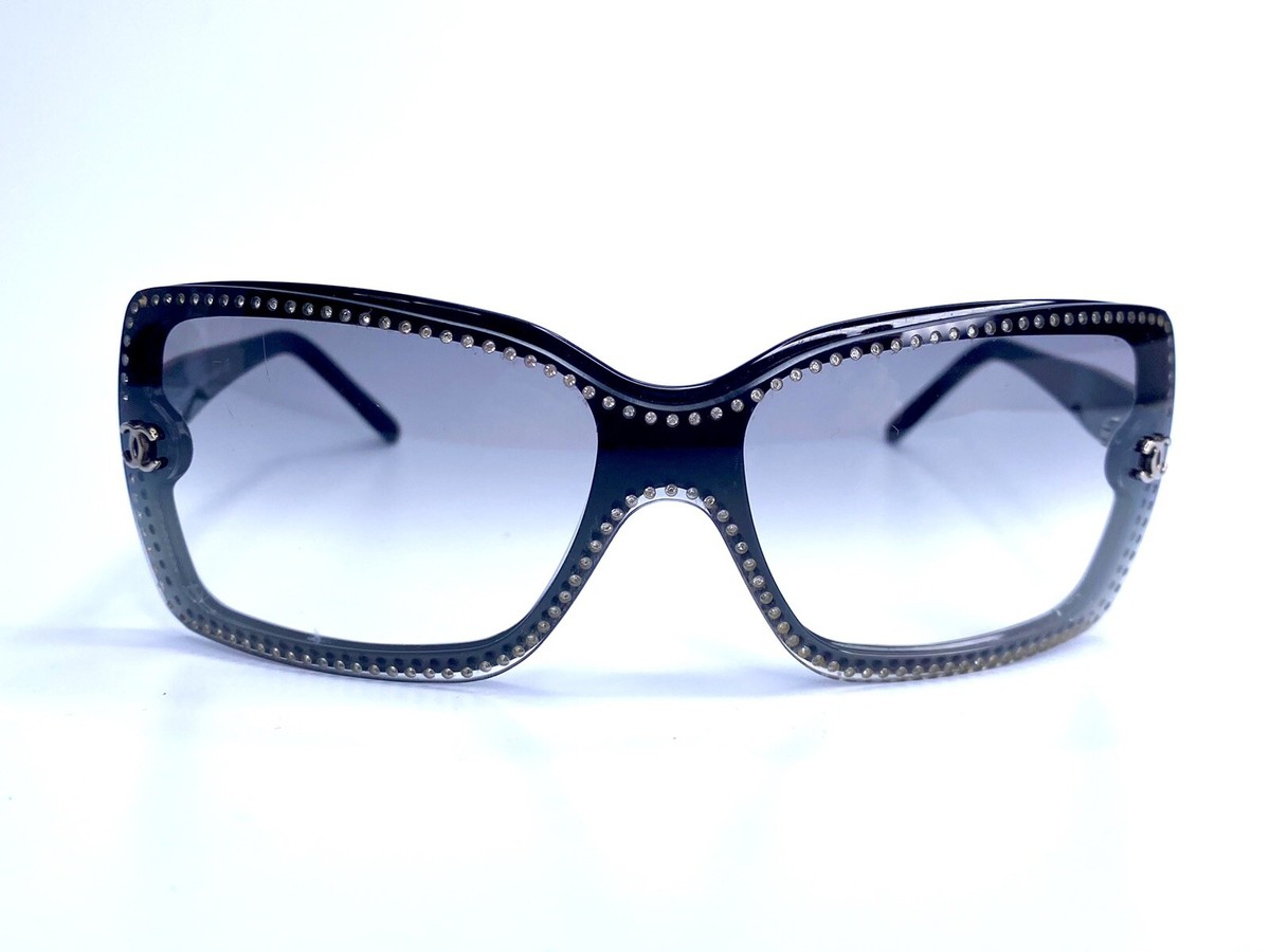 小物 00s archive CHANEL sunglasses BLACK y2k Chanel Black Y2K Square Frame Sunglasses – Vintage by Misty