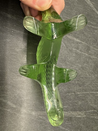 Lalique Komodo Dragon/Salamander - Frosted Green Crystal Read! - Picture 9 of 10