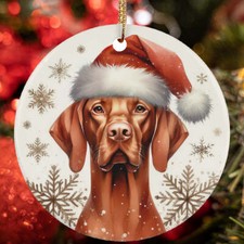 Merry Xmas Vizsla Dog Santa Snowflake Winter Christmas Ornament Gift Tree Decor