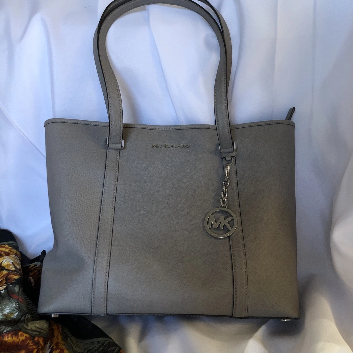 Michael Kors Dove Gray Sady Saffiano leather Tote eBay