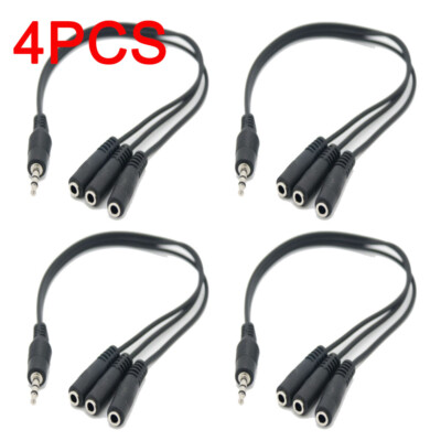 3.5mm Male Plug to 3x 1/8'' 3.5mm Stereo Jack Female Audio Splitter Cable 30cm 4X