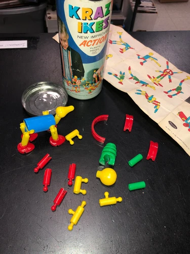 Vintage Krazy Ikes Platic Pieces 1964 Whitman Toy Building Set Not Comp w/ Tube