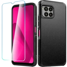 For REVVL 7 PRO 5G Case Dual layers Rugged Cover with Tempered Glass Included