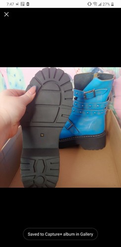 Steve Madden Sarge Blue Leather Combat Platform Zip Y2k Chunky Mid Calf Boots 10 - Picture 4 of 11