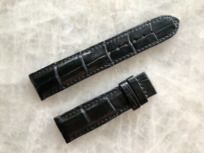 20mm/18mm Black Alligator Crocodile Embossed Leather Watch Strap Band