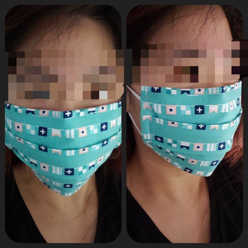 Cotton Reversible Washable Filter Pocket 1/8" Elastic Nose Wire Adult Face Mask - Picture 5 of 10