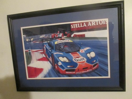 "Racing Art di Roger Warrick Ford GT a LeMans lavoro datato '97 Pro incorniciato 24""x17" - Foto 3 di 12