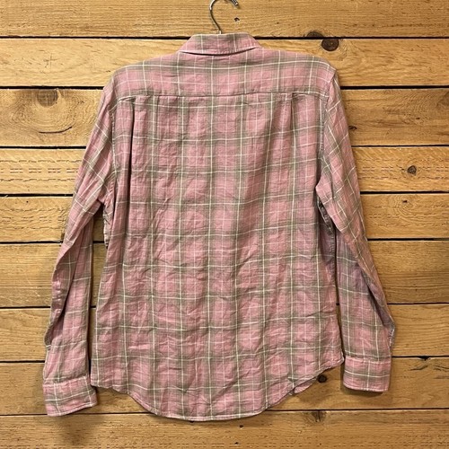 Bonobos Long Sleeve Button 100% Linen Shirt Mens Large Pink Plaid Slim Fit - Picture 5 of 10