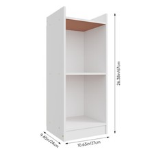 White Wooden Bookcase Tall Narrow Shelving Display Storage Cube Open Shelf Unit