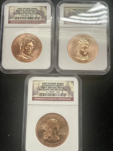 2007 (3)  US First Spouse medals  in NGC Gem BU (L10)