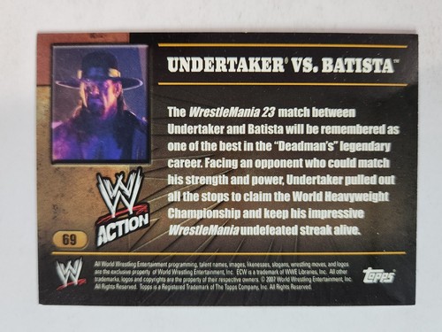 2007 Topps WWE Action #69 UNDERTAKER VS BATISTA - Picture 2 of 2