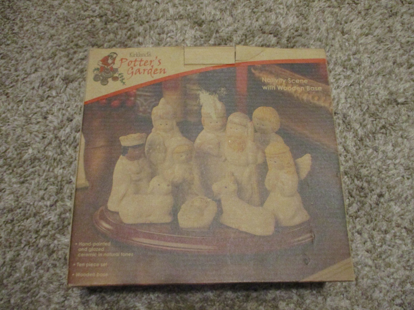 KIRKLAND'S POTTERS GARDEN WONDERFUL NATIVITY SET WITH BASE IN ORIGINAL