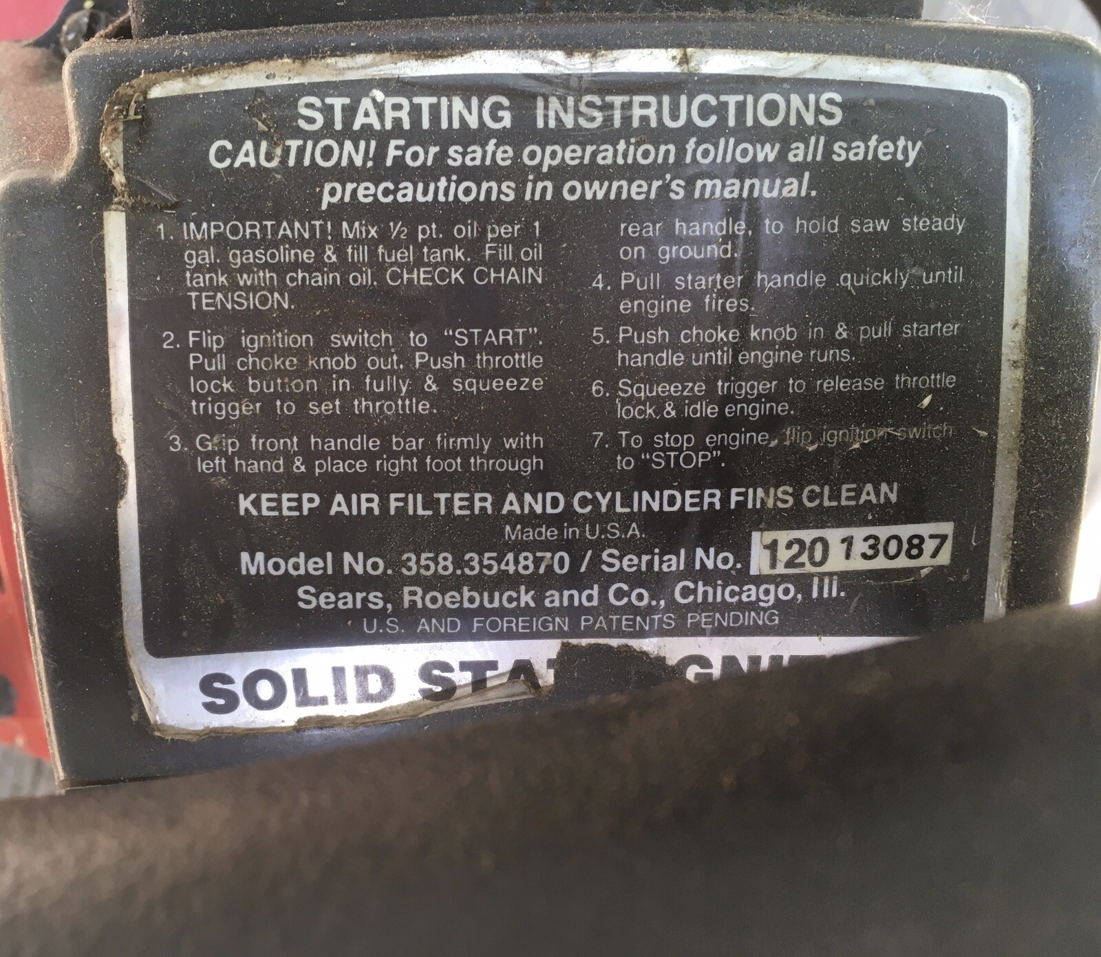 Nice Vintage Craftsman/Poulan 20" chainsaw Model 358.356090 plus free ...
