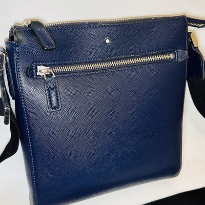 Montblanc Handtasche Crossbody Leder Saphir Blau Original Herren