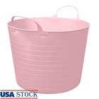 Flex Storage Bin Stackable Plastic Belly Basket Nested Round Container Pink New
