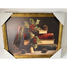 Hobby Lobby Holiday Books Holly Framed Wall Decor Christmas Gold Frame 11x14