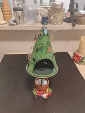 Christmas Tree with Gifts Metal Tea Light Candle Holder approx 13" X 5" X 5"